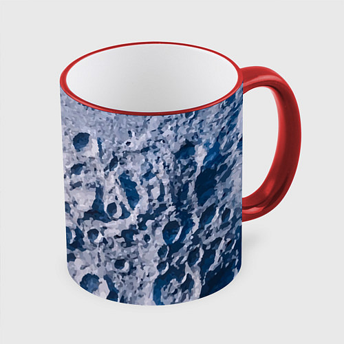 Кружка цветная Кратеры на Луне - star dust / 3D-Красный кант – фото 1