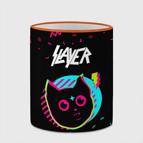 Кружка цветная Slayer - rock star cat / 3D-Оранжевый кант – фото 2