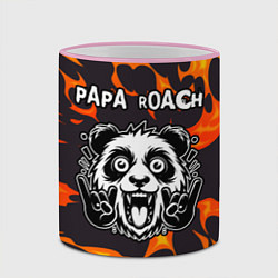 Кружка 3D Papa Roach рок панда и огонь, цвет: 3D-розовый кант — фото 2