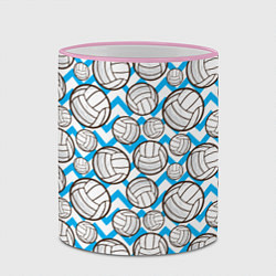 Кружка 3D Мячи волейбольные паттерн, цвет: 3D-розовый кант — фото 2