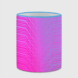 Кружка 3D Розовые градиентные линии, цвет: 3D-небесно-голубой кант — фото 2