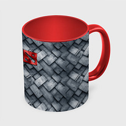 Кружка 3D Dota - metal texture logo, цвет: 3D-белый + красный