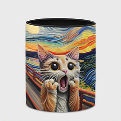 Кружка 3D Кот крик вязаный арт, цвет: 3D-белый + черный — фото 2