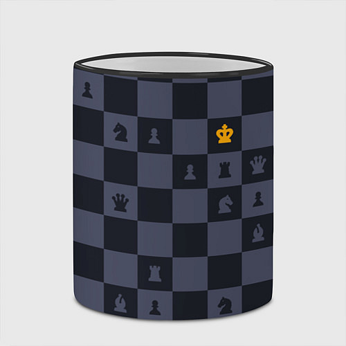 Кружка цветная Синяя шахматная доска / 3D-Черный кант – фото 2