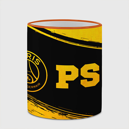 Кружка цветная PSG - gold gradient по-горизонтали / 3D-Оранжевый кант – фото 2