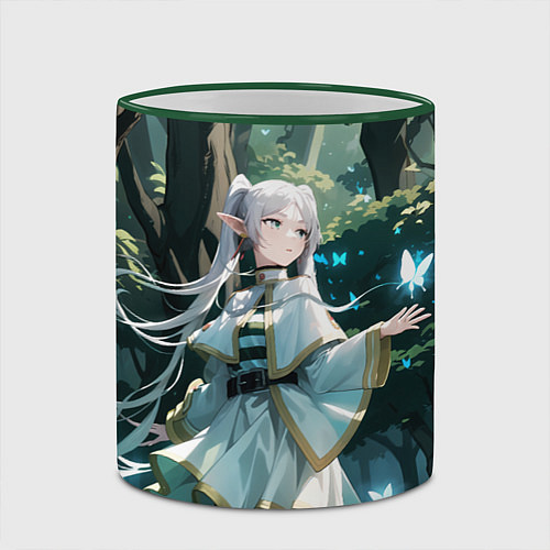 Кружка цветная Sousou no Frieren Фрирен butterfly / 3D-Зеленый кант – фото 2
