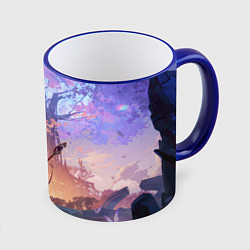 Кружка 3D Sousou no Frieren Фрирен tree, цвет: 3D-синий кант
