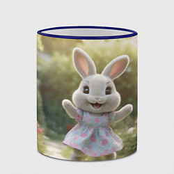 Кружка 3D Забавный белый кролик в платье, цвет: 3D-синий кант — фото 2