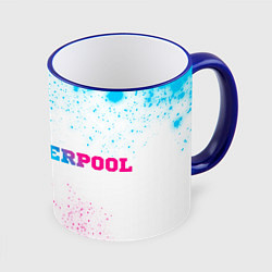 Кружка 3D Liverpool neon gradient style по-горизонтали, цвет: 3D-синий кант