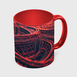 Кружка 3D Раскаленные линии, цвет: 3D-белый + красный