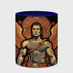 Кружка 3D Муай тай боец с крыльями за спиной, цвет: 3D-белый + синий — фото 2