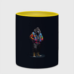 Кружка 3D Стильная горилла на черном фоне, цвет: 3D-белый + желтый — фото 2