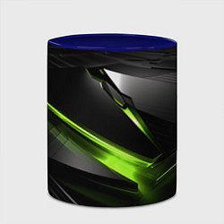 Кружка 3D Зеленая абстрактная конструкция в стиле nvidia, цвет: 3D-белый + синий — фото 2