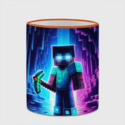 Кружка 3D Minecraft - neon character ai art, цвет: 3D-оранжевый кант — фото 2