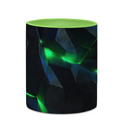 Кружка 3D Объемная геометрическая зеленая неоновая абстракци, цвет: 3D-белый + светло-зеленый — фото 2