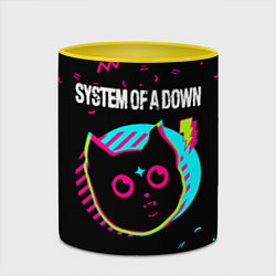 Кружка 3D System of a Down - rock star cat, цвет: 3D-белый + желтый — фото 2