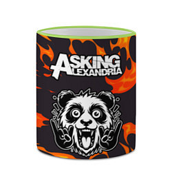 Кружка 3D Asking Alexandria рок панда и огонь, цвет: 3D-светло-зеленый кант — фото 2