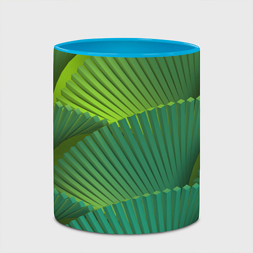 Кружка цветная Объемные веерные столбики / 3D-Белый + небесно-голубой – фото 2