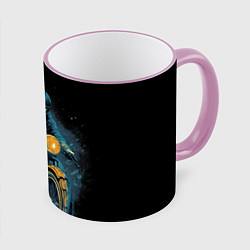 Кружка 3D Ночной мотокросс, цвет: 3D-розовый кант