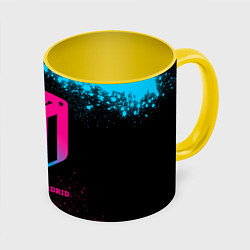 Кружка 3D Atletico Madrid - neon gradient, цвет: 3D-белый + желтый