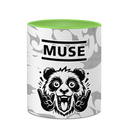 Кружка 3D Muse рок панда на светлом фоне, цвет: 3D-белый + светло-зеленый — фото 2