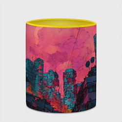 Кружка 3D Абстрактный город в неоновых цветах, цвет: 3D-белый + желтый — фото 2