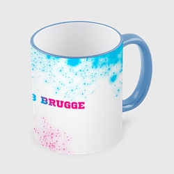 Кружка 3D Club Brugge neon gradient style по-горизонтали, цвет: 3D-небесно-голубой кант