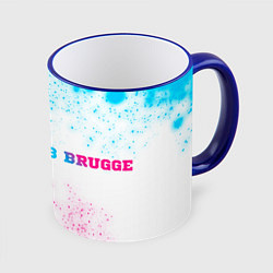 Кружка 3D Club Brugge neon gradient style по-горизонтали, цвет: 3D-синий кант