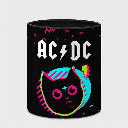 Кружка цветная AC DC - rock star cat / 3D-Белый + черный – фото 2