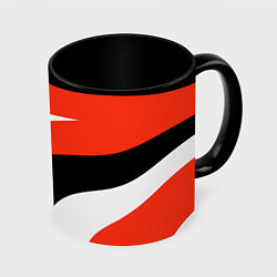 Кружка 3D Геометрические волнистые абстрактные волны белые к, цвет: 3D-белый + черный