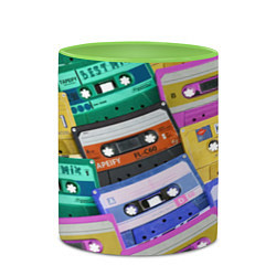 Кружка 3D Аудио кассеты разноцветные, цвет: 3D-белый + светло-зеленый — фото 2