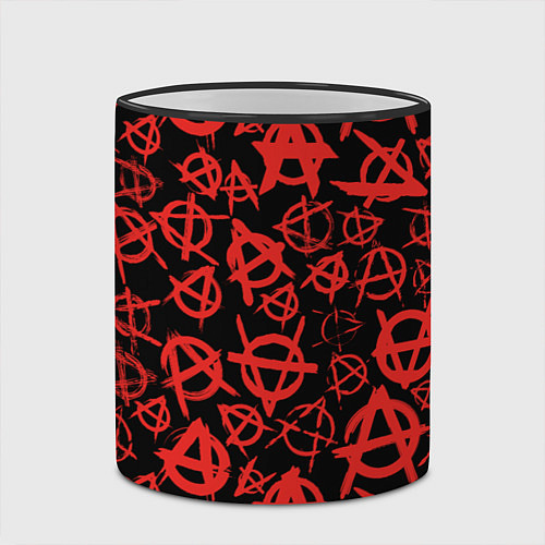 Кружка цветная Узор анархия красный / 3D-Черный кант – фото 2