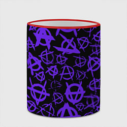 Кружка 3D Узор анархия фиолетовый, цвет: 3D-красный кант — фото 2