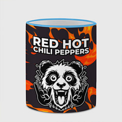 Кружка 3D Red Hot Chili Peppers рок панда и огонь, цвет: 3D-небесно-голубой кант — фото 2