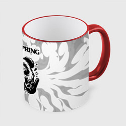Кружка 3D The Offspring рок панда на светлом фоне, цвет: 3D-красный кант