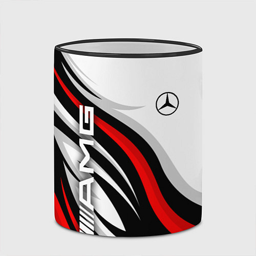 Кружка цветная Mercedes benz AMG - белый с красным / 3D-Черный кант – фото 2