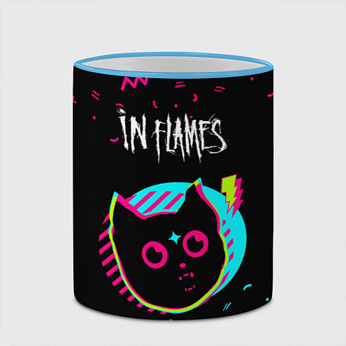 Кружка цветная In Flames - rock star cat / 3D-Небесно-голубой кант – фото 2