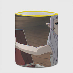Кружка 3D Sousou no Frieren Фрирен ехидная улыбка, цвет: 3D-желтый кант — фото 2