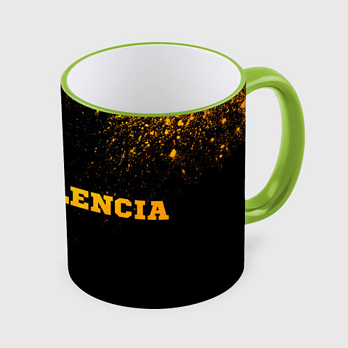 Кружка цветная Valencia - gold gradient по-горизонтали / 3D-Светло-зеленый кант – фото 1