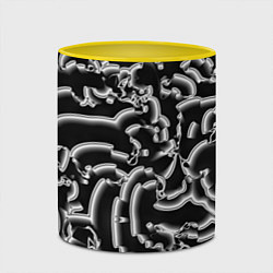 Кружка 3D Абстрактные объемные рельефы, цвет: 3D-белый + желтый — фото 2
