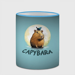 Кружка 3D Капибара с птичкой на голове, цвет: 3D-небесно-голубой кант — фото 2