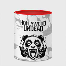 Кружка 3D Hollywood Undead рок панда на светлом фоне, цвет: 3D-белый + красный — фото 2