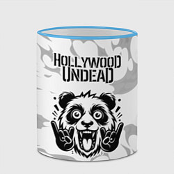 Кружка 3D Hollywood Undead рок панда на светлом фоне, цвет: 3D-небесно-голубой кант — фото 2