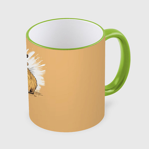 Кружка цветная Капибара в шоке / 3D-Светло-зеленый кант – фото 1