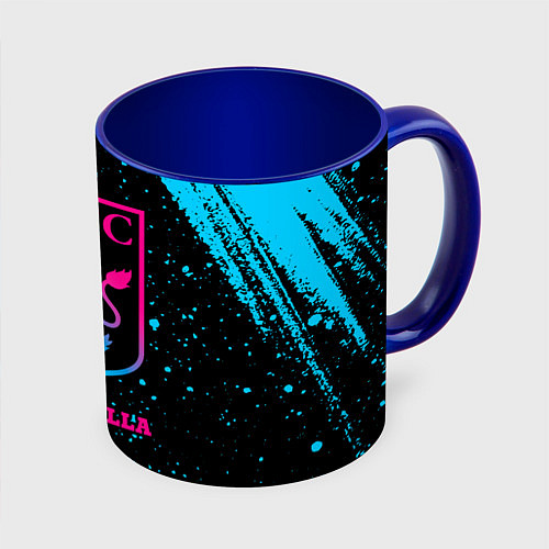 Кружка цветная Aston Villa - neon gradient / 3D-Белый + синий – фото 1