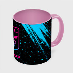 Кружка 3D Aston Villa - neon gradient, цвет: 3D-белый + розовый