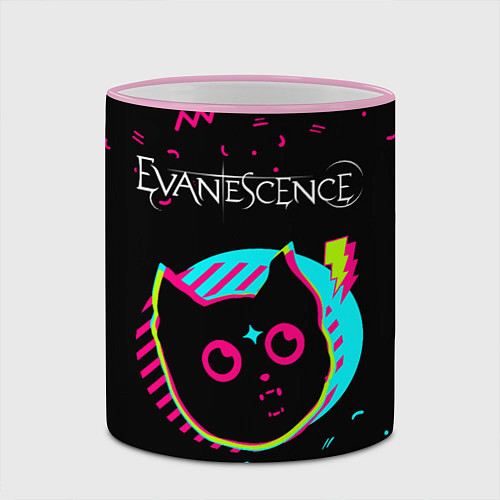 Кружка цветная Evanescence - rock star cat / 3D-Розовый кант – фото 2