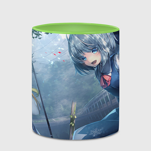 Кружка цветная Touhou Project Cirno Daiyousei / 3D-Белый + светло-зеленый – фото 2