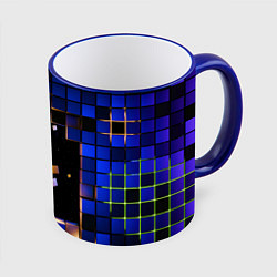 Кружка 3D Окно в пространство - синие кубы, цвет: 3D-синий кант