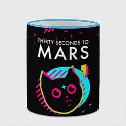 Кружка 3D Thirty Seconds to Mars - rock star cat, цвет: 3D-небесно-голубой кант — фото 2